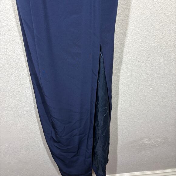 Niteline Della Roufogali 10 Pleated Crisscross Maxi Gown Navy Sweetheart - Picture 6 of 9